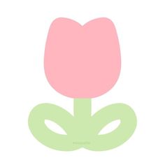 a pink flower with green stems on a white background, in the shape of a tulip