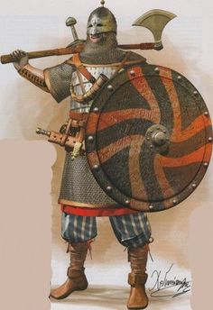 The Varangian Guards were Viking mercenaries who operated far beyond their native shores as an elite force within the Byzantine Armies. Byzantine Warrior, Russian Knight, Dark Dungeon, Arte Viking, Costume Viking, History Pics