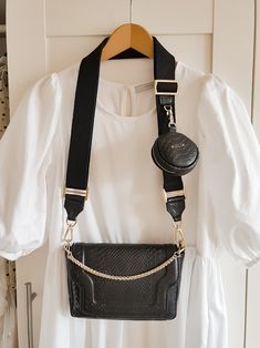 "Cotton woven and leather belt, adjustable, with mini purse made of black embossed leather. The belt bag can be detached with a gold carabiner. All metal elements in gold. The strap fits all our bags. Dimensions: length 92-140 cm / 36,2\"-55,1\" width 4 cm / 1,5\" bag diameter 9 cm /3,5\" SHIPPING FREEshipping wordwild - Express shipping UPS 3-4 Business days (please send us your hone number for the courier) Have a look at my other sections in my shop at the main menu: https://www.etsy.com/shop/ Black Leather Crossbody Bag Strap, Luxury Bags With Key Leash For Everyday Use, Black Leather Bag Strap For Fashion Accessories, Black Leather Bag Strap Fashion Accessory, Black Bags With Leather Strap, Woven Purse, Handbag Strap, Black Bucket, Main Menu