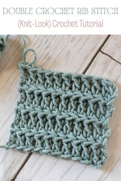 the crochet rib stitch pattern is shown in green and has yarn on it