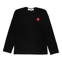 COMME des GARCONS PLAY Long Sleeve T-shirt Red Family Heart 'Black' AZ-T292-051-1 Comme Des Garcons Play, Apparel Shop, Sports Sneakers, Comme Des Garcons, Long Sleeve T Shirt, Long Sleeve Tshirt, Limited Edition, Sneakers, Long Sleeve