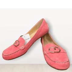 Liz Claiborne Shoes Liz Claiborne Antonia Rose Garden Slip-On Loafer Shoes Pink Spring Loafers For Formal Wear, Pink Formal Loafers For Spring, Pink Leather Sole Flat Loafers, Pink Flat Loafers With Leather Sole, Pink Loafers With Leather Sole And Flat Heel, Pink Loafers With Leather Sole, Casual Pink Slip-on Moccasins, Pink Round Toe Casual Moccasins, Casual Pink Closed Toe Loafers