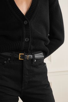 SAINT LAURENT Cassandre leather belt | NET-A-PORTER Ysl Outfit, Ysl Belt, Leder Outfits, Luxury Belts, Casual Belt, Designer Belts, Modieuze Outfits, Black Leather Belt, Leather Outfit