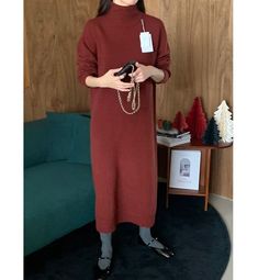 Wholegarment - Seamless sweater dress ▶ Color ◀ Beige Blue Brick red ▶ Size ◀ One size(Free) ▶ Fabric ◀ Extra fine wool 100 ▶Size Spec(As flat measured not Circular.)◀ Total Length : 120cm(from neck edge) Chest : 62cm(Around 124cm as circular) Shoulder : 58cm Sleeve length : 45cm -------------------------------------------- ▶ SHIPPING Information ◀ Delivery usually takes 10~15 business days. (Korea Post EMS) Even it is express shipping, recently it is not easy to get air space flexibly. Please, Long Sleeve Sweater Dress In Solid Color For Fall, Long Sleeve Knitted Sweater Dress For Fall, Long Sleeve Solid Sweater Dress For Fall, Chic Solid Color Sweater Dress For Winter, Chic Sweater Dress For Winter, Crew Neck Sweater Dress For Winter, Knitted Sweater Dress For Fall, High Neck Sweater Dress For Fall, Casual Turtleneck Winter Dress