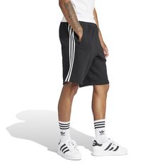 Three stripes for the win! In the adidas 3-Stripe Men's Shorts, you'll be repping your brand with these shorts that are so obviously adidas with their three-stripes. The elastic waistband means they'll stay up well but doesn't require you to be uncomfortable with a button or tight fit. These are ideal for on and off the court and are easy to match with a tee or even a hoodie (if you're into that look in the winter).Features: Features three stripes down side. Has adidas logo on the leg. Elastic w Adidas 3 Stripes, Outfit Verano, Be Uncomfortable, Sports Field, Pockets Details, White Kicks, Model Call, Just Style, French Terry Fabric