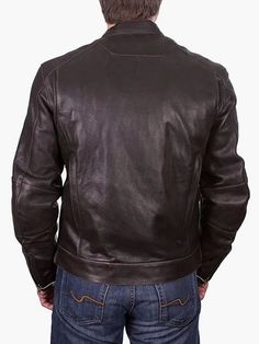 Men’s Leather Biker Rocker Jacket Fitted Leather Jacket With Zipper For Biker Events, Brown Biker Jacket With Zipper For Biker Events, Brown Zipper Biker Jacket For Events, Casual Leather Jacket With Zipper For Motorcycling, Leather Rocker Biker Jacket With Zipper Closure, Fitted Brown Biker Jacket For Motorcycling, Leather Jacket For Biker Events With Ykk Zipper, Casual Leather Jacket For Biker Events, Fitted Leather Jacket With Zip Fly For Motorcycling