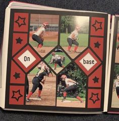 an open book with pictures of baseball players