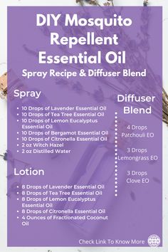 Essential Oils For Mosquitoes, Essential Oil Sprays, Diy Mosquito Repellent, Rosemary Sage, Eucalyptus Tea, Lotion Recipe