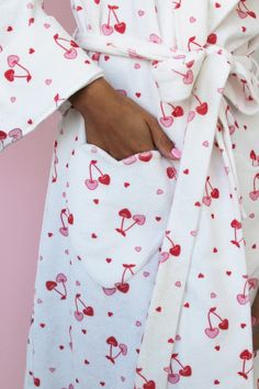 Fun Things To Buy, Cute Robes, Bow Clothes, Heart Pajamas, Pijamas Women, Terry Robe, Heart Prints, Cute Pjs, Cute Pajama Sets