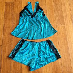 Nwot Size Xl Top Measures 16 But Stretches To 20 Inches Waist Measure About 18 Inches But Stretches To About 26 Inches. Top Is Cute Halter Type, Unpadded Lining, Elastic Under Waist. Teal Pajamas, Lingerie Set, Women's Intimates, Pajamas, Womens Sizes, Lingerie, Elastic, Women Shopping, Blue