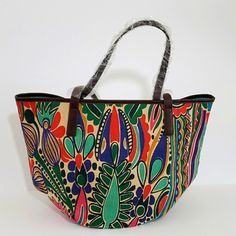 Super Cute Large Graphic Canvas Tote Bag In New Condition Beautiful Bright Colors 2 Straps H 13" Strap Drop 12" Depth 8" L 20.5" Color Block Tote Bag, 90s Shoulder Bag, Purple Tote Bag, Leopard Print Tote, Grey Tote Bags, Color Block Tote, Animal Print Tote Bags, Mesh Tote Bag, Green Tote Bag