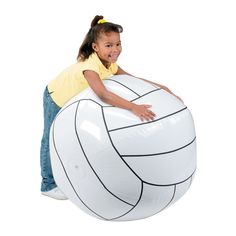 Party guests will have a ball with our Enormous Volleyball! A fun and unique kids' toy sure to liven up the celebration, it's a superb party decoration for birthday parties and sports banquets. A perfect indoor or outdoor toy for kids, party guests love to kick and throw it as they invent a variety of games! It also makes a colossal gift for your most playful friend. Inflated, 30"; deflated, 45". © OTC Volleyball Party Ideas, Volleyball Decorations, Volleyball Birthday Party, Volleyball Birthday, Happy Theme, Volleyball Things, Pep Squad, Volleyball Ideas, Volleyball Party