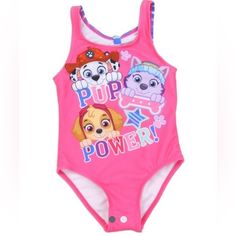 Paw Patrol Girls Swimsuit Swimsuit 85% Polyester 25% Spandex Lining 100% Polyester Features Upf 50+ Uv Sun Protection Fully Taped Straps Double Stitched Hems Fully Lined Officially Licensed Chest 18”-20” Torso 16 1/2” Fitted Pink Bodysuit With Cartoon Print, Cute Summer Onesie With Character Print, Fitted Fun Bodysuit For Playwear, Fun Fitted Bodysuit For Playwear, Stretch Bodysuit For Playwear, Cute Stretch Onesie For Summer, Fitted Cartoon Print Bodysuit For Playtime, Cute Stretch Summer Onesie, Fitted Cartoon Print Onesie For Playwear