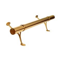 a brass telescope on a white background