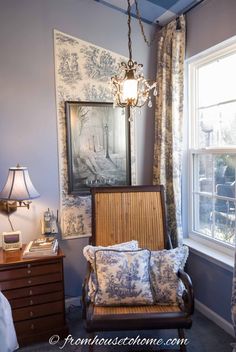 Beautiful Blue And White Toile Bedroom Makeover | Bedrooms Blue Toile Bedroom, Toile Bedroom, Painting The Ceiling, Iron Canopy Bed, Blue And White Toile, Wrought Iron Beds