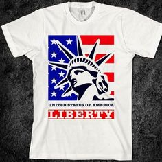 an american liberty t - shirt with the statue of liberty in red, white and blue