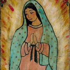 an image of the virgin mary with stars on her chest and hands folded in prayer