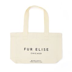 a white tote bag that says fur elise chicago