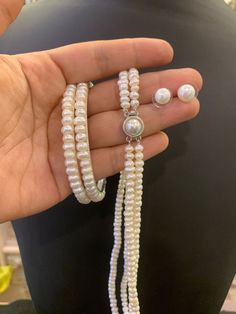 Real pearls set. It comprise of mala/necklace,tops and bangles.please select the bangle size Moti Bracelet, Pearls Mala, White Bangles, Couple Trip, Moti Mala, Trip Photos, Pearl Mala, Gold Bangle Set, Necklace Top