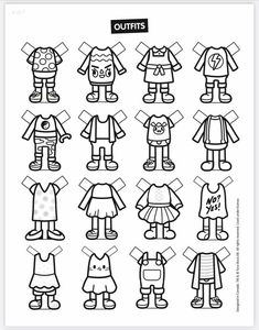 paper doll cut outs with clothes for children to make them look like they are in the same