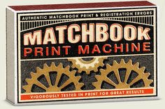 the matchbook print machine is on display in front of a white background with red trim