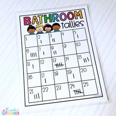 a printable bathroom calendar with three kids on it