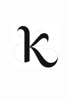 the letter k is shown in black and white