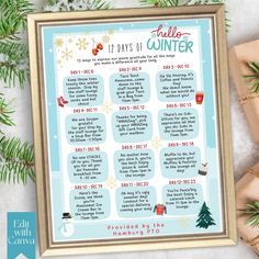 a printable calendar for the twelve days of christmas with presents and gifts around it