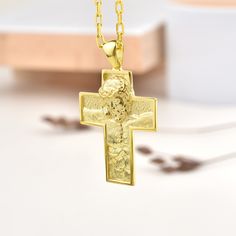 Jesus on cross necklace for christian gift, 14K gold cross pendant for religious gift, Faith necklace for wife birthday Our products are handmade and have a minimal design. All products are made of gold and silver, that is, precious and high-quality materials. Our products will complement your combinations for daily use or on special occasions and add elegance to you. You can also make your loved ones happy by gifting this beautiful product to them. As Therollerstone Team, we will continue to pr Gold Personalized Minimalist Cross Necklace, Gold Minimalist Personalized Cross Necklace, Minimalist Personalized Gold Cross Necklace, Gold Cross Pendant Necklace For First Communion, Yellow Gold Cross Necklace Gift, Yellow Gold Cross Necklace As A Gift, Personalized Yellow Gold Cross Necklace, Yellow Gold Cross Charm Jewelry As Gift, 14k Gold Cross Pendant Necklace For Gift