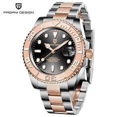 Color: Steel gold black Latest Watches, Luxury Timepieces, Waterproof Watch, The Watch, Rolex Gmt, Mens Luxury, Dive Watches, Stainless Steel Band, Root Beer