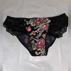 Black Floral Design With Floral Appliqu And Embroidery Elements New With Tags, Never Worn Size M Elegant Black Bottoms With Floral Embroidery, Embroidery Elements, Secret Menu Items, Cute Lingerie, Floral Applique, Floral Embroidery, Black Floral, Fashion Ideas, Women's Intimates