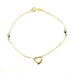 18kt Yellow Gold Pink Open Heart and Circle Bracelet 6.5 inchesAmalia J. & Boutique Bracelets Elegant White Gold Charm Bracelet For Valentine's Day, Elegant Gold Charm Bracelet With Heart Charm, Classic Gold Bracelets For Valentine's Day, Elegant White Gold Bracelet With Heart Charm, Elegant Heart Shaped Tarnish Resistant Charm Bracelet, Elegant Heart-shaped Tarnish-resistant Charm Bracelet, Elegant Yellow Gold Open Heart Bracelet, Elegant Double Heart Charm Bracelets, Elegant Formal Bracelet With Heart Charm