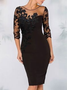 Cocktail Dress Elegant, Wedding Guest Dresses Long, Cheap Cocktail Dresses, Knee Length Cocktail Dress, Fest Outfits, Cocktail Dresses Online, Fall Wedding Guest Dress, Illusion Dress, Mothers Dresses