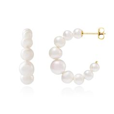 Meet Milo. These elegant earrings feature gradual freshwater pearls in a timeless design that is perfect for all of your upcoming wedding festivities - queue rehearsal dinner, bridal shower, or bachelorette party lewks. Make your special days even more unforgettable with these classic beauties. Gold plate over brass Fr Elegant Pearl Button Earrings For Wedding, Elegant Hoop Earrings With Pearl Chain For Wedding, Elegant Pearl Chain Hoop Earrings For Wedding, Classic Pearl Chain Bridal Earrings For Anniversary, Classic Wedding Hoop Earrings With Pearl Chain, Classic Bridal Earrings With Pearl Chain For Anniversary, Elegant Pearl Hoop Earrings For Anniversary, Wedding Pearl Chain Hoop Earrings, Wedding Hoop Earrings With Pearl Chain