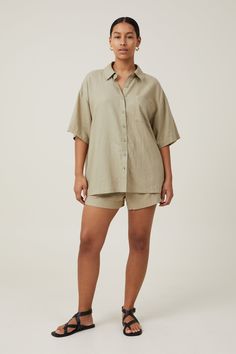 Havana Short Sleeve ShirtCotton On Women - Haven Short Sleeve Shirt - Desert SageCotton On | Women | Clothing | Tops | ShirtsCotton On | Women | Clothing | Tops | ShirtsCotton On | Women | Clothing | Tops | Shirts Relaxed Fit Short Tops With Pockets, Relaxed Fit Tops With Pockets, Short Length, Casual Short Spring Shirt, Casual Short Shirt For Spring, Short Tops With Pockets And Relaxed Fit, Olive Relaxed Fit Short Sleeve Top, Olive Short Sleeve Top With Relaxed Fit, Short Sleeve Shirt For Loungewear, Khaki Short Sleeve Camp Shirt For Spring