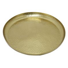 a gold plate on a white background