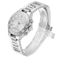 Ladies Cartier Must 21 Stainless Steel Watch with White Rubber Band and White Dial. (Pre-Owned W10197U2) Pre-Owned Brand: Cartier. Gender: Ladies. Model: Must 21. Type: Wristwatch. Dial Color: White. Reference: WR-1564. Condition: Very Good. Indices: Roman Numeral. Band/Strap: Rubber Band. Box: Includes Aftermarket Mahogany Box. Warranty: One (1) Year Limited Service Warranty. Elegant Cartier Chronograph Watch, Elegant Cartier Watch With Subdials, Elegant Chronograph Watch With Diamond Hour Markers For Anniversary, Elegant Silver Chronograph Watch Accessories, Luxury White Cartier Watch, Elegant Anniversary Chronograph Watch With Diamond Hour Markers, Elegant Cartier Watch Accessories With Subdials, Elegant Formal Chronograph Watch With Polished Finish, Elegant Chronograph Watch With Polished Finish