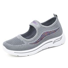 Women's Fashion Soft Sole Casual Sneakers Gray Flat Sneakers For Spring, Gray Casual Sneakers With Flat Heel, Casual Gray Sneakers With Flat Heel, Gray Sneakers With Cushioned Footbed, Gray Synthetic Slip-on Flat Sneakers, Gray Synthetic Flat Slip-on Sneakers, Gray Flat Casual Sneakers, Gray Slip-on Sneakers, Slip-on Running Shoes With Textured Sole And Round Toe