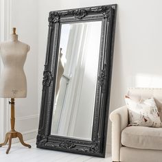 Eleanor Metal Floor Mirror, Rectangle, Black Frame Mirrors Ikea, Net Floor, Ikea Mirrors, Mirror Ikea, Oversized Floor Mirror, Floor Standing Mirror, Leaner Mirror, French Mirror, Ornate Mirror