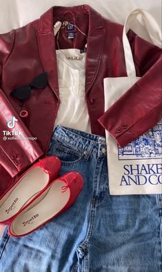 Red Flats Outfit, Red Ballet Flats, Style For Fall, Purse Outfit, Downtown Outfits, Jane Shoes, Fall 2023, Winter 2024, Mary Jane Shoes