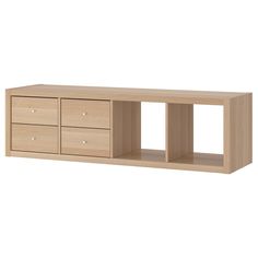 a wooden shelf with four drawers on one side