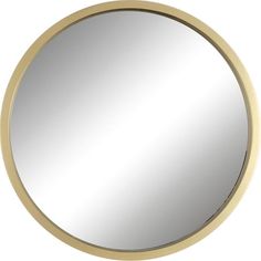 a round mirror with a gold frame