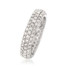 2.00 ct. t.w. Pave Diamond Eternity Band in 14kt White Gold | Ross-Simons Dazzling Eternity Band With Pave Setting, Dazzling Cubic Zirconia Eternity Band With Pave Setting, Fine Jewelry Cubic Zirconia Eternity Band With Pave Setting, Follow Your Passion, Diamond Birthstone, Diamond Eternity Band, Eternity Band Ring, Eternity Band Diamond, Diamond Eternity