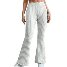 Women's High Waisted Ribbed Flare Leggings | Runner Island – Runner Island® Spring High Stretch Ribbed Leggings, High Stretch Ribbed Leggings For Spring, Casual Fitted Ribbed Pants, Trendy Ribbed High-waisted Pants, Casual High Stretch Pants For Spring, Chic Ribbed Bottoms For Spring, High-waist Cotton Leggings For Fall, Chic Cropped Ribbed Bottoms, Trendy Full-length Ribbed Bottoms