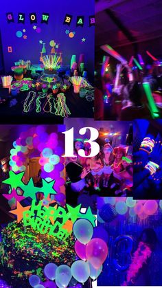 a collage of photos with balloons, stars and numbers on the bottom right hand corner