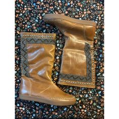 Size 38/Us 7.5. Like New Condition, Worn Once Indoors. No Flaws Whatsoever. Smoke-Free Home. House Of Harlow 1960 Willa Boots Caramel Leather Studded Beaded Embellished Size Eu38 Like-New Condition Brown Leather Boots Embellished With Ornate Studs, Stitching, And Beaded Trim. Pull On Fit. Soft Leather Upper, Shearling Lining, Rubber Sole. House Of Harlow 1960 Shoes Moccasins Outer Material: Leather Shearling Inner Material: Leather Sole: Rubber Embellished Brown Round Toe Boots, Brown Embellished Round Toe Boots, Brown Leather Embellished Boots, Embellished Brown Leather Boots, 1960 Shoes, House Of Harlow 1960, House Of Harlow, Beaded Trim, Home House