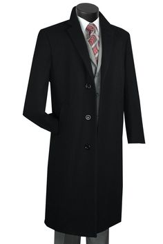 Men's Full Length Wool & Cashmere Overcoat in Black Black Coat Men, Black Overcoat, Milan Furniture, Full Length Coat, Black Winter Coat, Cashmere Fabric, Slim Fit Suits, Fitted Suit, Mens Essentials