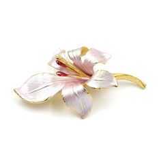 "Vintage pale pink enamel metal flower pin by Giovanni Cerrito. This pin is the perfect gift for the gardener in your life! Catch is in good working order. Marked \"Cerrito©\" by Italian designer Giovanni Cerrito. Likely dates to the 1980s. In good vintage condition. Measures: 2.4\" Tall x 1.47\" Wide Weight: 10.13 grams Please feel free to contact us with questions and/or for additional photos. More flowers in the shop: Krementz flower brooch - https://etsy.me/3y2eKoM Red rose brooch - https://etsy.me/3Ckreut *Free Domestic Shipping on Orders Over $35* All orders ship USPS First Class. If you would like to add insurance please reach out before purchase. All of our items are in good, vintage condition because of their past lives expect some minor surface abrasions and small chips or hairli Pink Flower Enamel Brooch, Pink Flower Brooch Pins, Pink Flower Enamel Pin, Pink Enamel Pin Brooch For Wedding, Italian Flowers, Rose Brooch, The Gardener, Rose Pale, Metal Flower