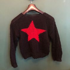 I hand knitted this mohair loose sweater myself. It is oversized so be mindful when you choose the size :) (the red and black one in the pictures is a size xl. the grey and black one is a size small.) Knitted Star, Pullover Outfit, Womens Sweaters, Star Sweater, Red Star, Loose Sweater, Hand Knitting, Sweater Outfits, Outfit Ideas