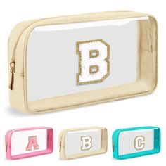 PRICES MAY VARY. 【Personalized Gift】This personalized embroidered glitter monogram makeup bag is available in 26 monogram styles. Perfect as a gift for daughters, granddaughters, girlfriends and best friends on special occasions like Valentine's Day, Christmas, anniversaries or birthdays. No one can resist such a stylish bag! 【Chenille Letter Patch Bag】Preppy initial makeup bag with professionally sewn chenille letter patches. You don't have to worry about them falling off. With its waterproof n Preppy Makeup Bag, Clear Makeup Bag, Monogrammed Makeup Bags, Glasses Storage, Pencil Case Pouch, Travel Skincare, Clear Makeup, Clear Makeup Bags, Organization Products